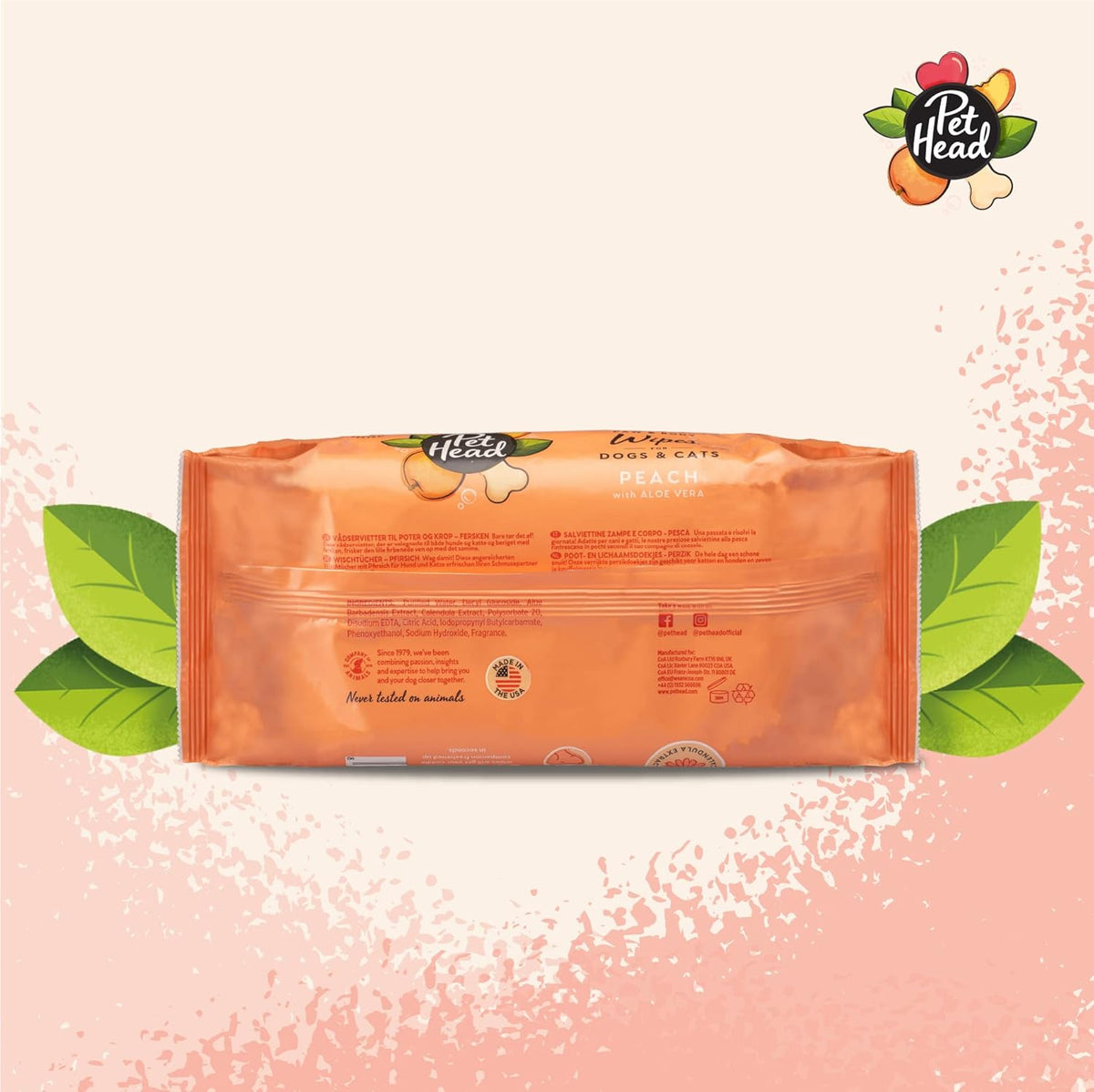 Quick Fix Peach Cleaning Wipes for Dogs and Cats