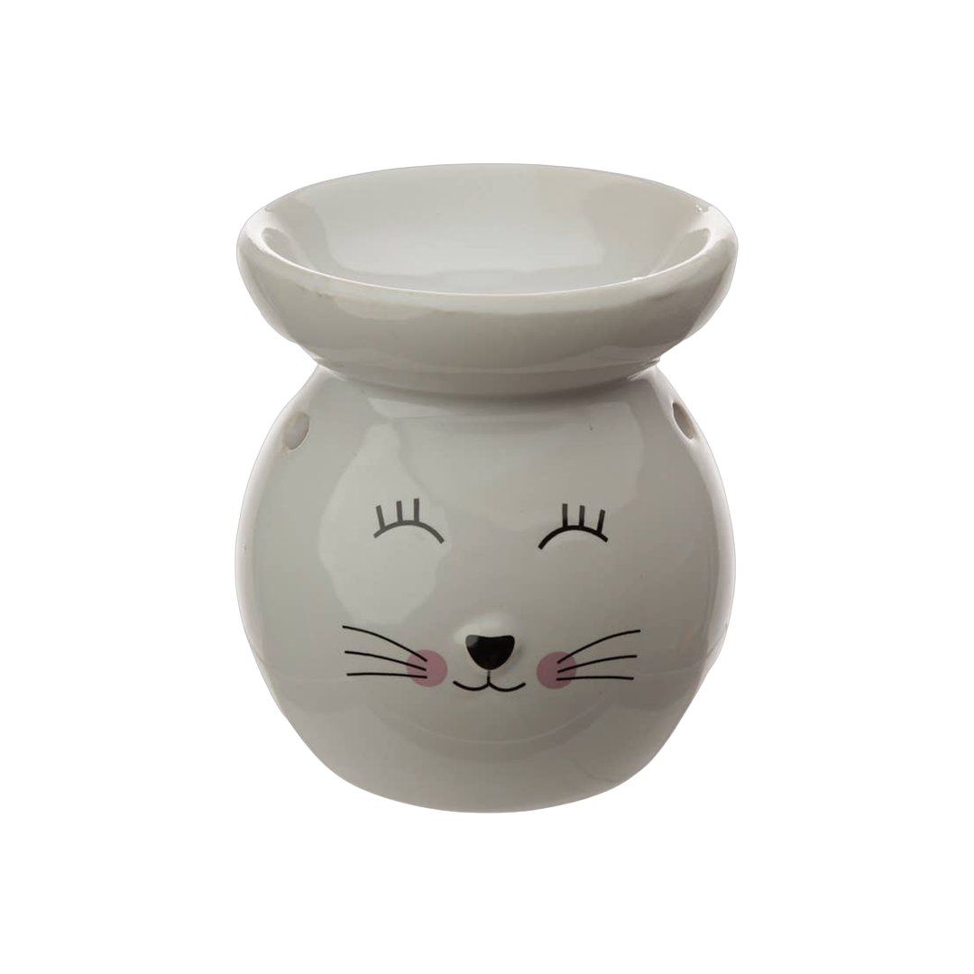 Grey cat ceramic oil burner