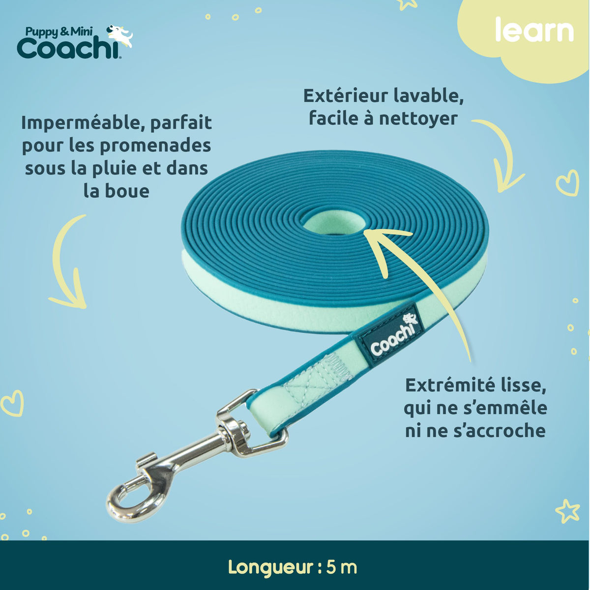 Waterproof leash for puppies and small dogs
