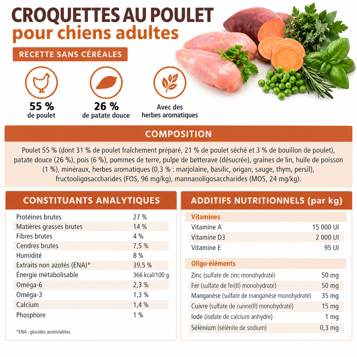 Dry adult food with chicken and herbs - grain-free
