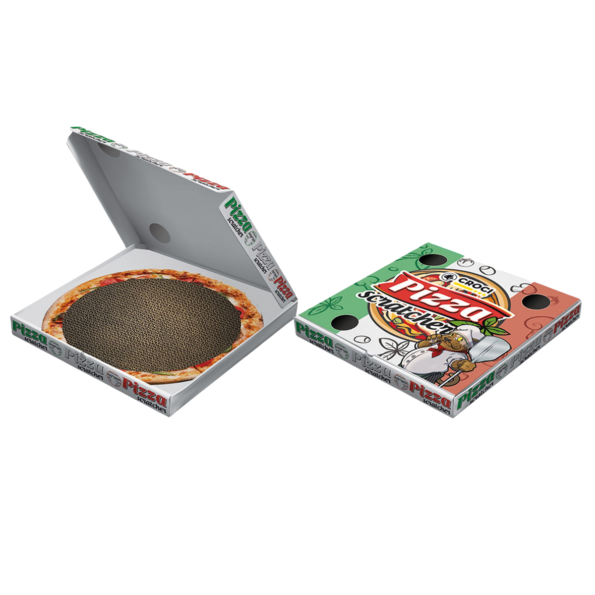 Cardboard pizza box scratcher for cats
