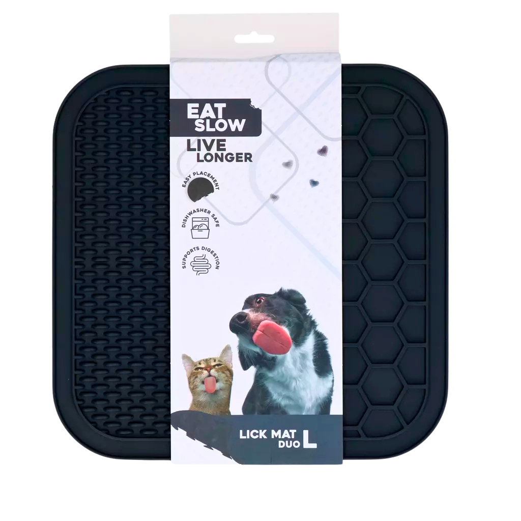 Dual-texture lick mat for dogs and cats