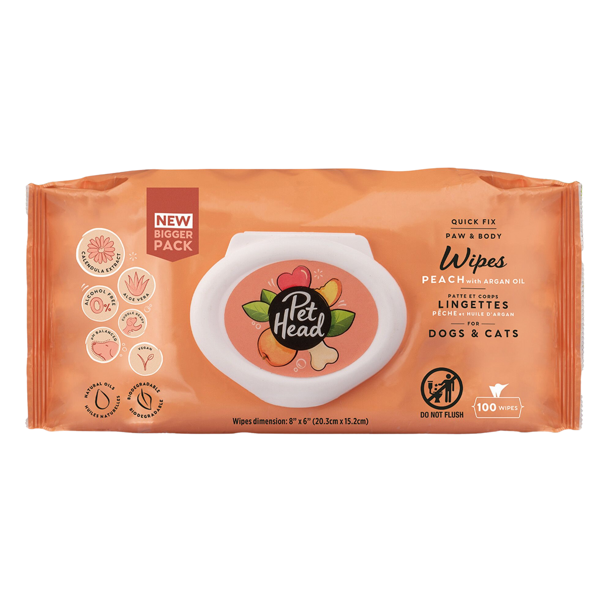 Quick Fix Peach Cleaning Wipes for Dogs and Cats