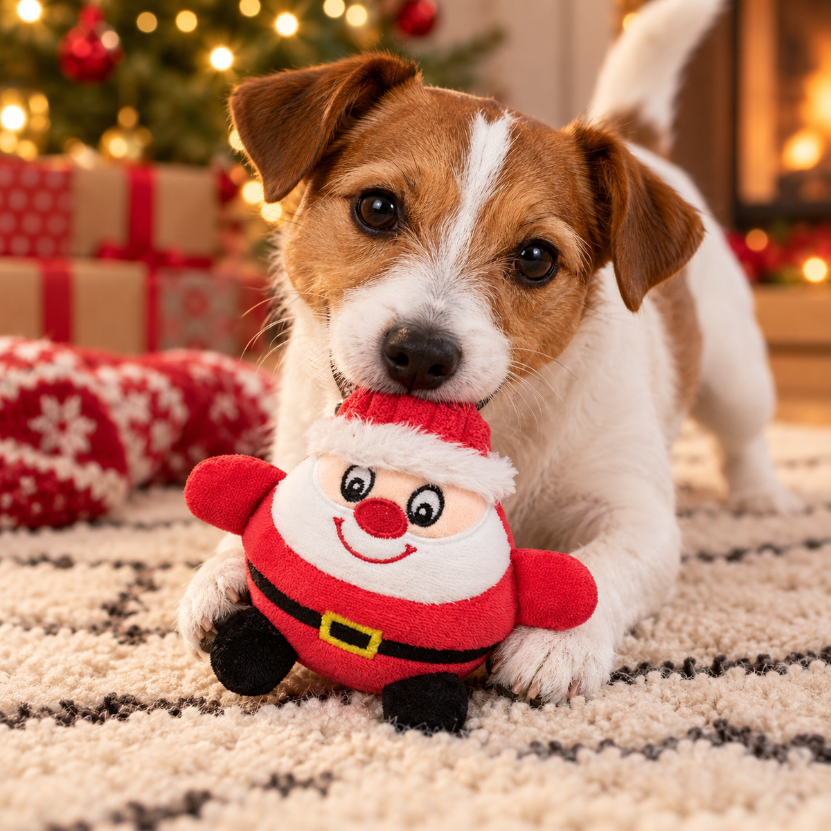 Santa Claus plush toy with squeaker for dogs