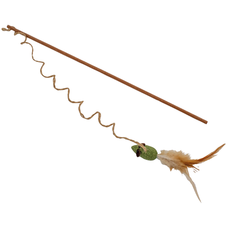 Fishing rod toy with matatabi mouse for cats