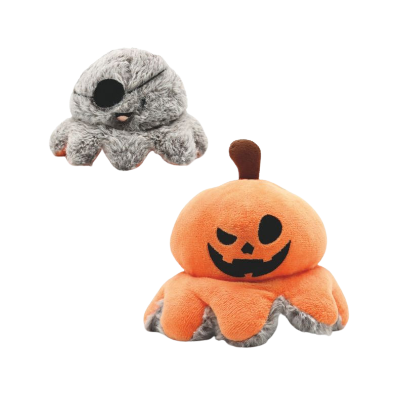 Reversible Halloween pumpkin dog toy