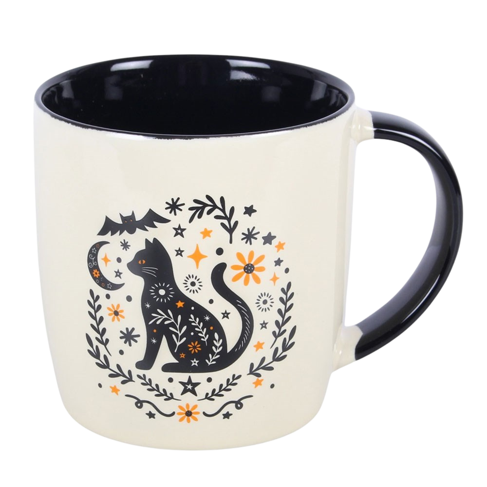 Black cat ceramic mug