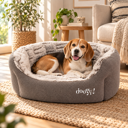 Soft oval basket with faux fur