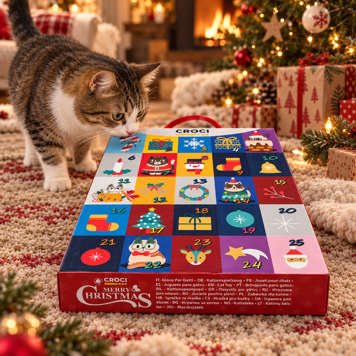 Advent calendar with 25 cat toys