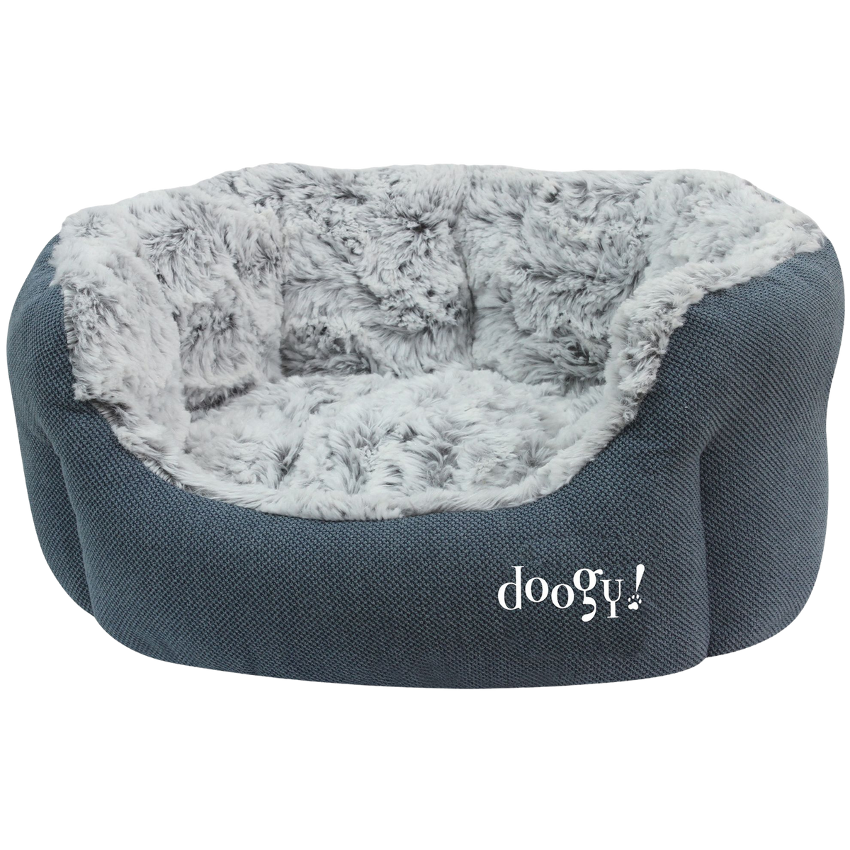 Soft oval basket with faux fur