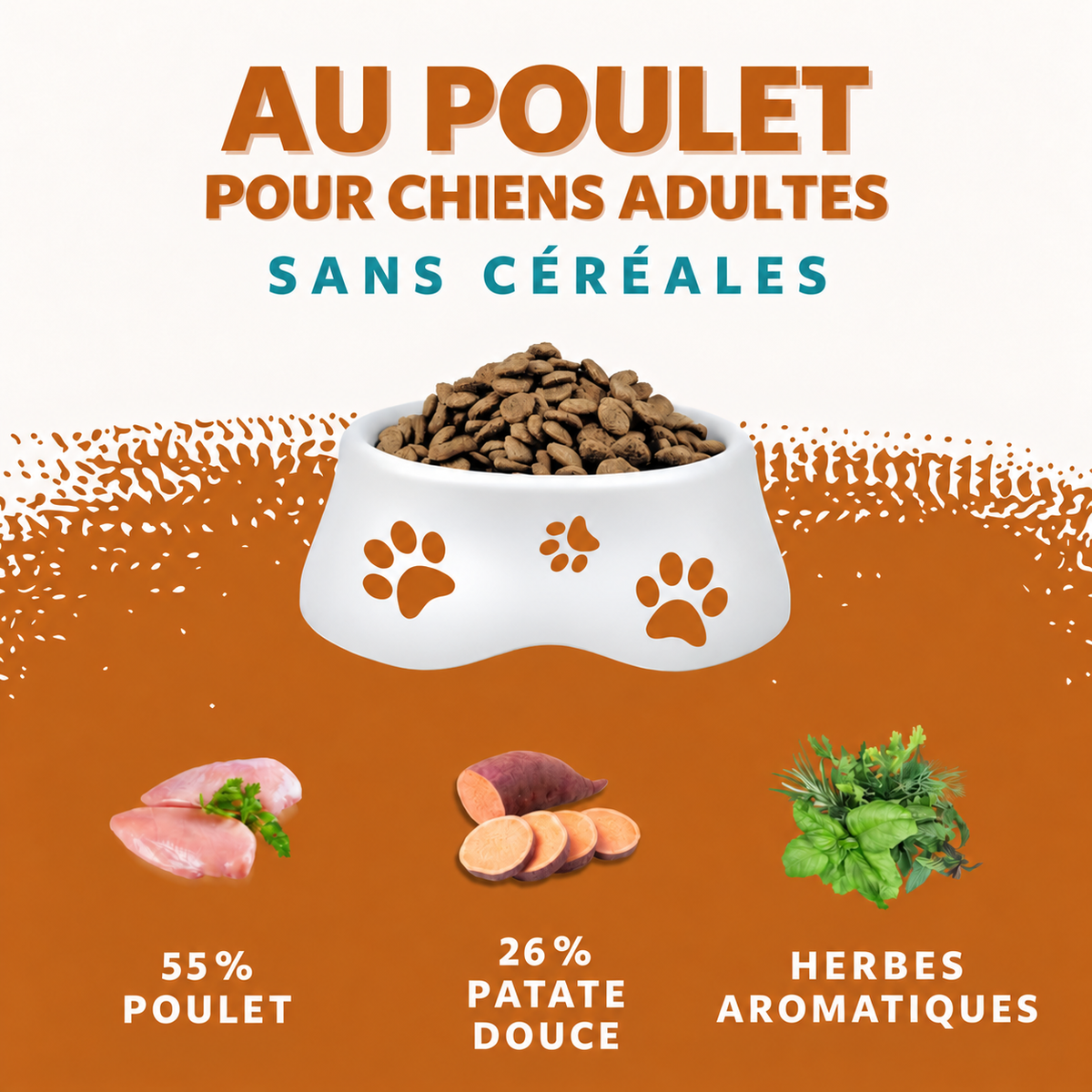 Dry adult food with chicken and herbs - grain-free