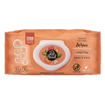 Quick Fix Peach Cleaning Wipes for Dogs and Cats