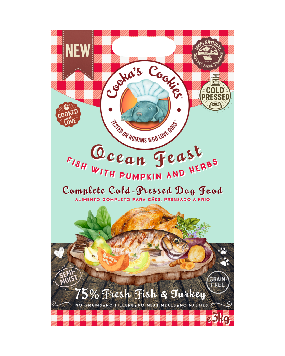 Ocean Feast semi-moist fish and turkey dog food