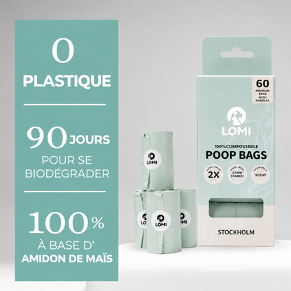 100% compostable poop bags with handles — Eco-friendly
