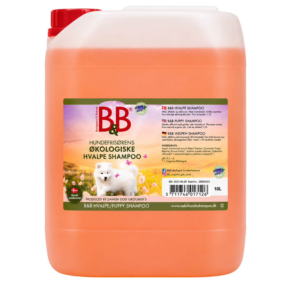 Gentle organic almond oil shampoo for puppies