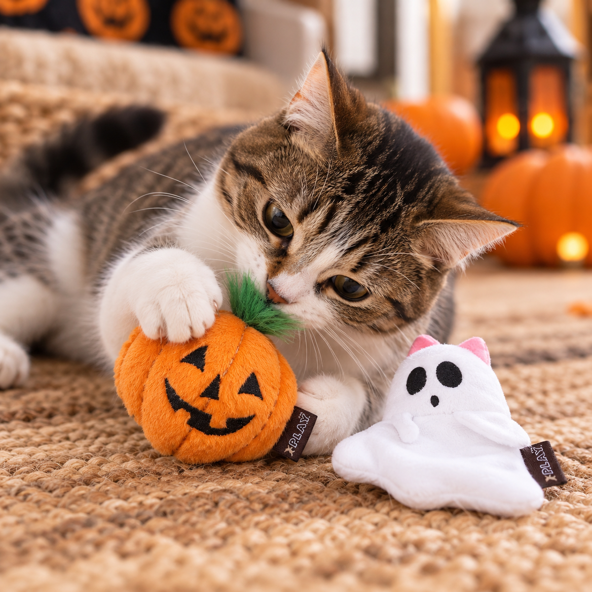 Set of 2 Boo Crew catnip Halloween toys for cats