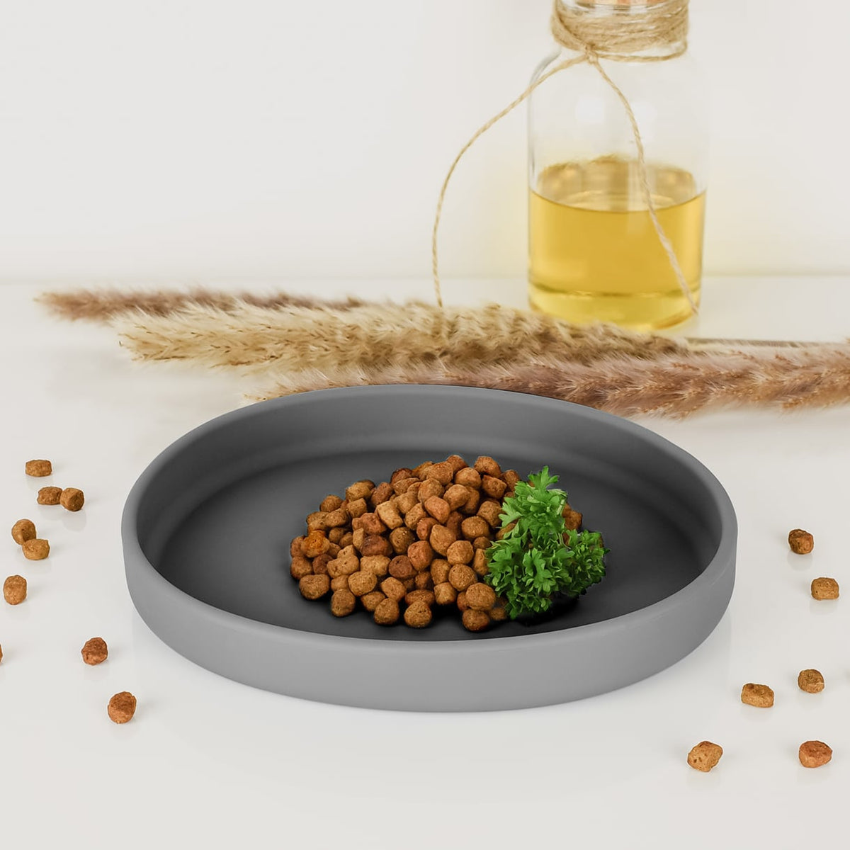Flat silicone bowl