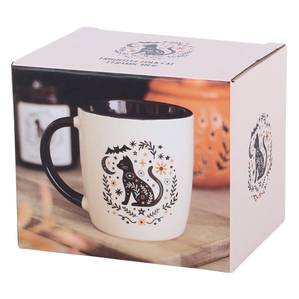 Black cat ceramic mug