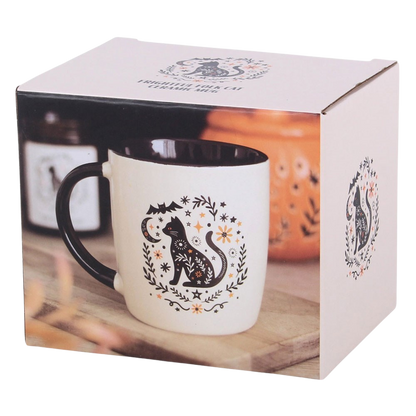Black cat ceramic mug