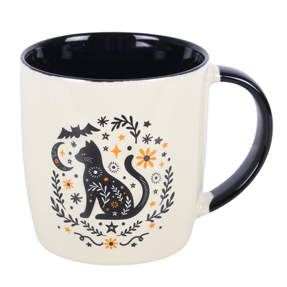 Black cat ceramic mug