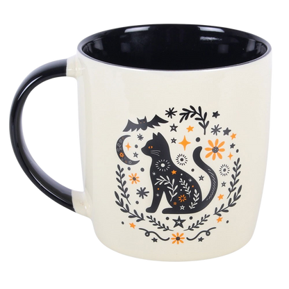 Black cat ceramic mug